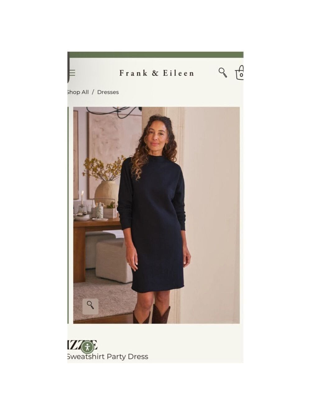 New Frank & Eileen Black Izzie Sweatshirt Mini Dress M
